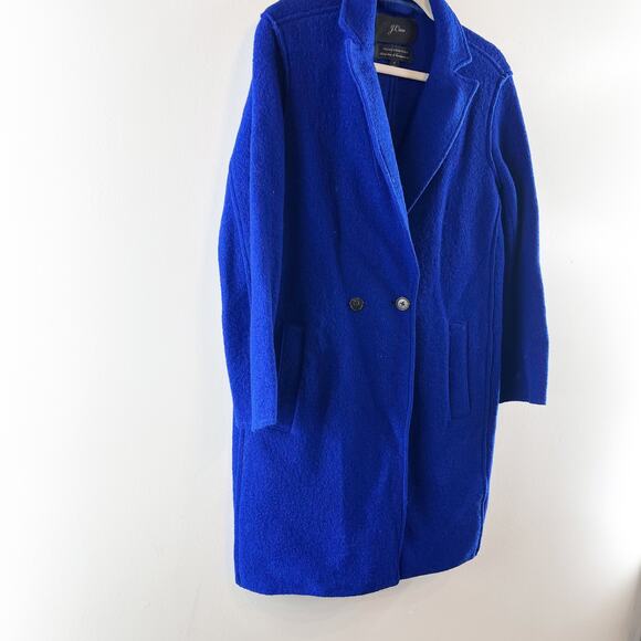 J. Crew Italian Boiled Wool Daphne Notch Lapel Longline Topcoat Cobalt Blue 4 - Picture 6 of 9